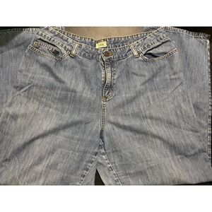 LL Bean Pima Cotton Blend Jeans Womens 16 Petite Blue Denim Straight Leg 0GYL8